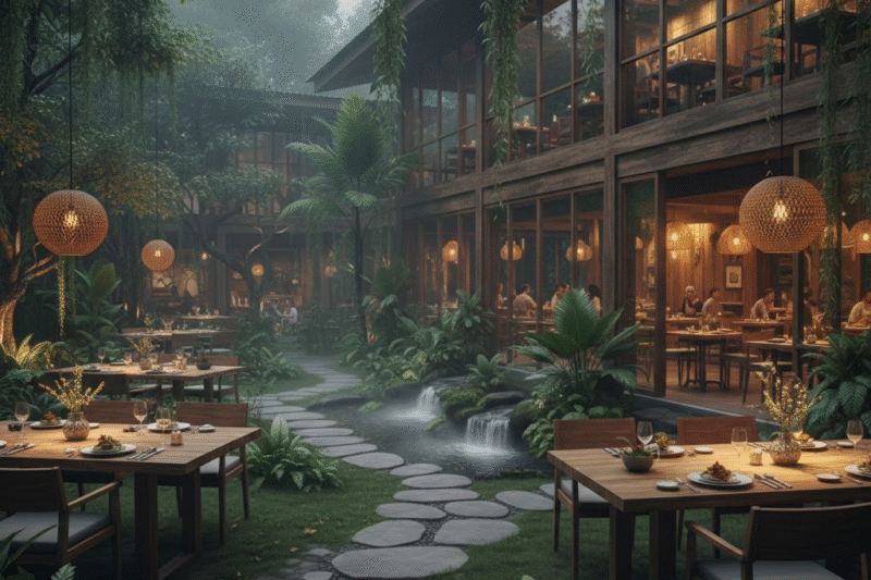 suasana restoran novaslot88 dengan nuansa alam